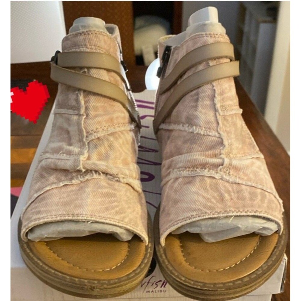 Blowfish Malibu Blush Pink Tie Dye Twill Canvas Gladiator Sandals  10 NEW